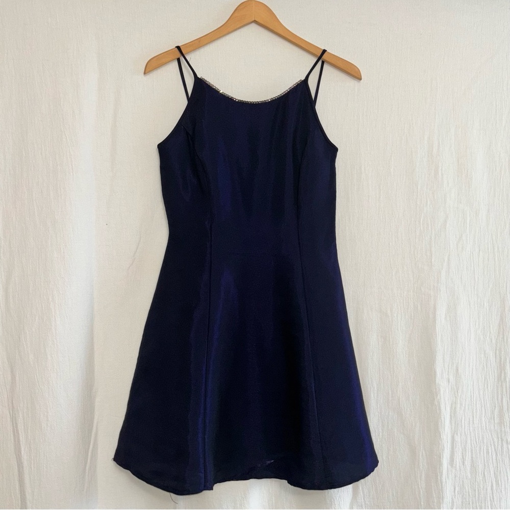 Vintage 90’s Jessica McClintock Midnight Blue Mini Cocktail Formal Dress